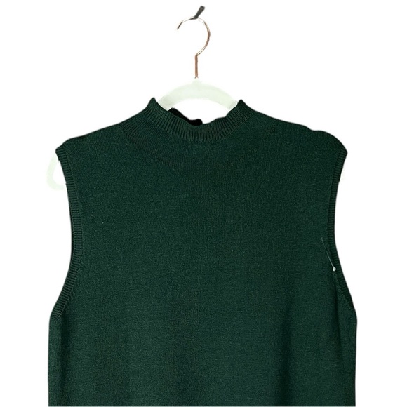 NewMax Studio Sleeveless Knit Sweater Vest L Hunter Green High Neck Ribbed Trim - Picture 3 of 12